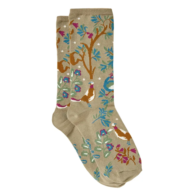 Joules Excellent Everyday Pair Of Socks - Cream Woodland